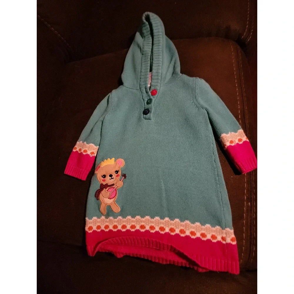 Gymboree sweet music bear‎ guitar sweater dress size 6 12 months